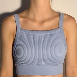 Aerie Light Blue Ribbed Crop Top